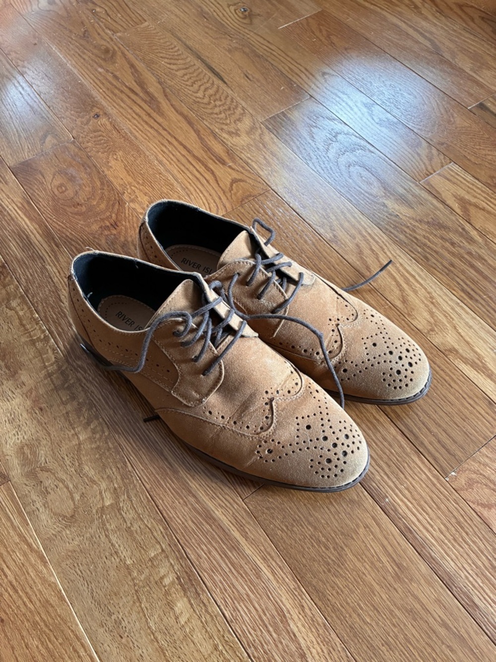 River Island Tan Suede Wingtip Derby Shoes